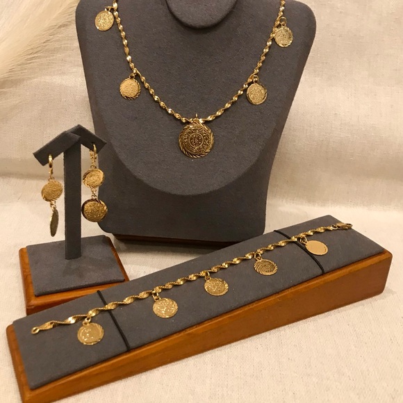 New- Lira Jewelry Set For Women, Coin Jewelry Set, Middle East Jewelry, Arab - Picture 2 of 7
